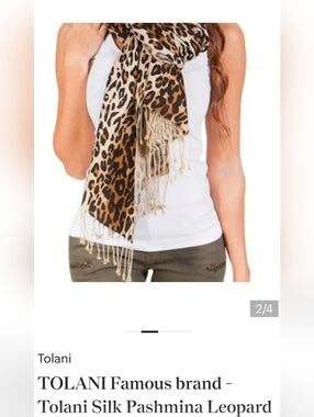Tolani Beige and Black Leopard Print Silk Scarf